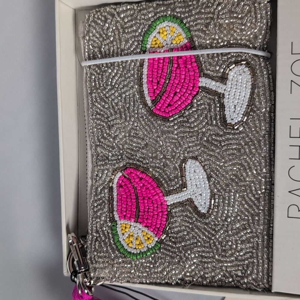 Rachel Zoe Beaded Cosmopolitan 2 Piece Coin Purse & Bag Charm Set - Picture 5 of 9